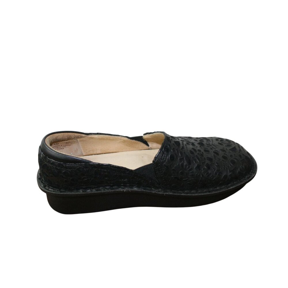 Alegria Black Embossed Leather Slip-On Comfort Shoes Women’s Size 37 - Picture 11 of 11